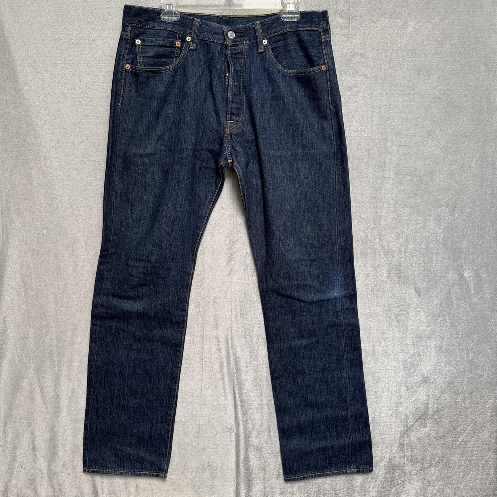 Levis‎ 501 Jeans Mens 33x32 Blue Dark Wash Straight Denim Classic Fit Cotton